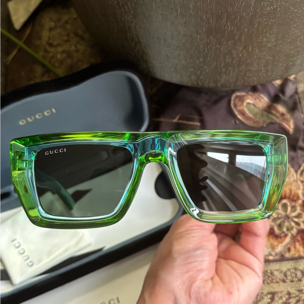 Authentic Gucci 51mm Emerald Green Acetate Sunglasses UNISEX